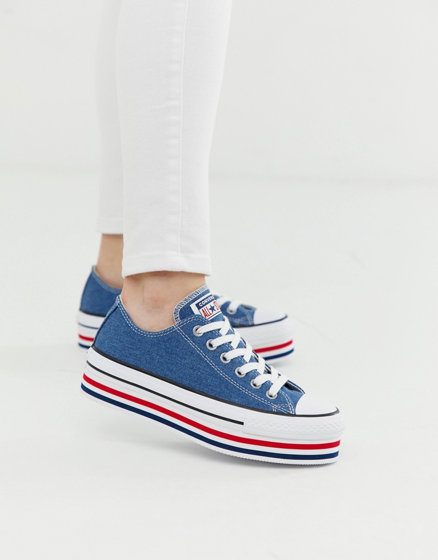 converse chuck taylor all star platform layer blue trainers