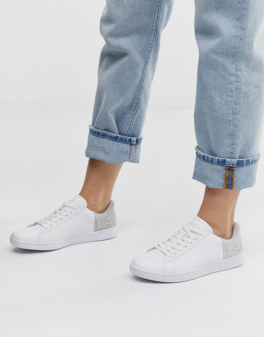 Lacoste contrast lace up trainer in white