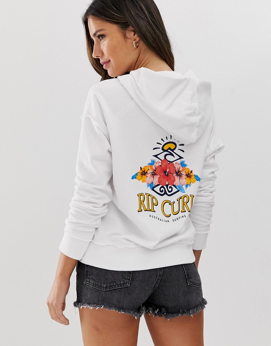 Rip Curl Locals Only logo beach hoodie in white