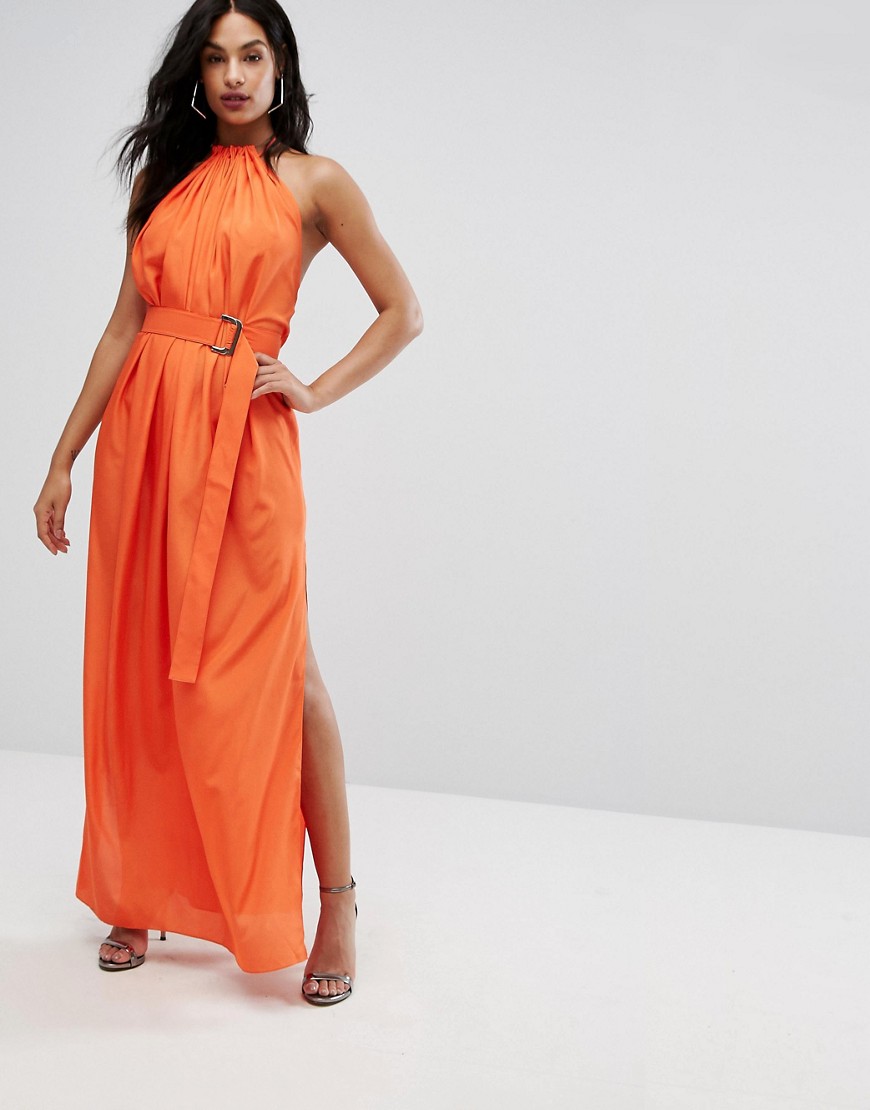 AQ/AQ Maxi Dress With Ruched Detail And Belt