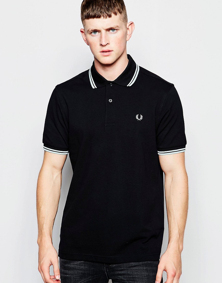 Fred Perry | Fred Perry Polo Shirt with Twin Tip Regular Fit in Black ...