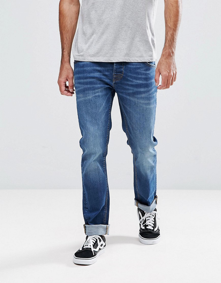 Hoxton Denim Slim Fit Jeans in Mid Wash Blue