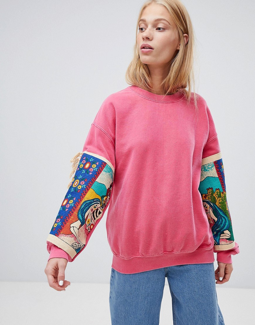 Ragyard Sweatshirt With Patches - Pink