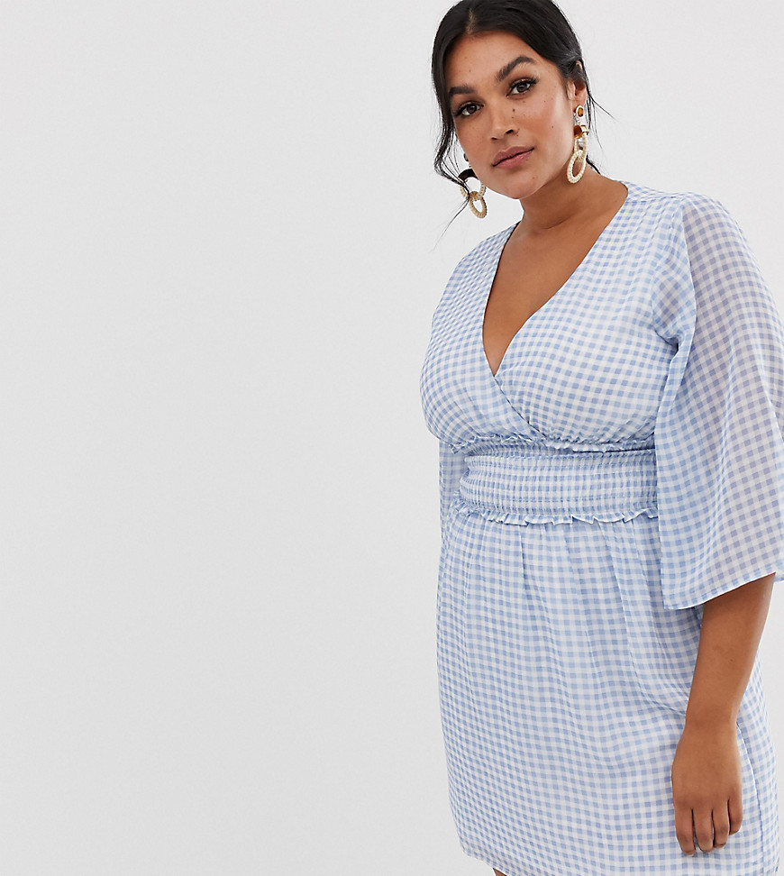 Fashion Union Plus plunge front dress in gingham