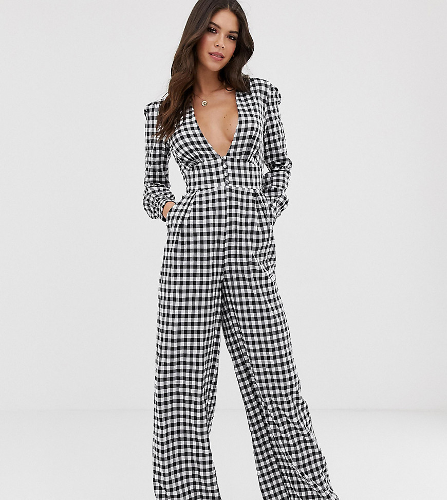 Glamorous Tall tea jumpsuit in gingham