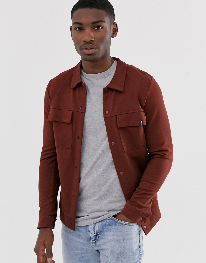 Jack & Jones Premium patch pocket sweat jacket in red