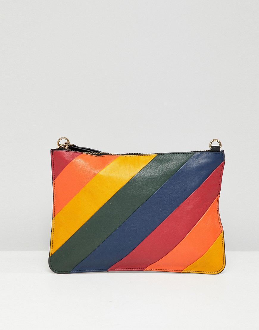 Warehouse leather cross body bag in rainbow stripe - Multi