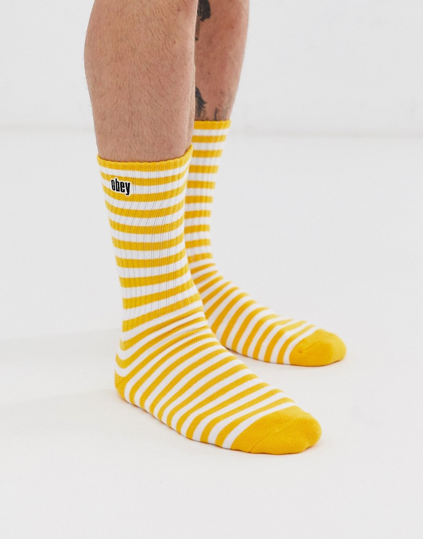Obey Dale II stripe socks in yellow