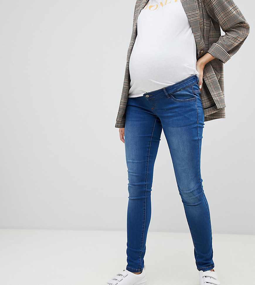 Mamalicious maternity over the bump skinny jean in blue