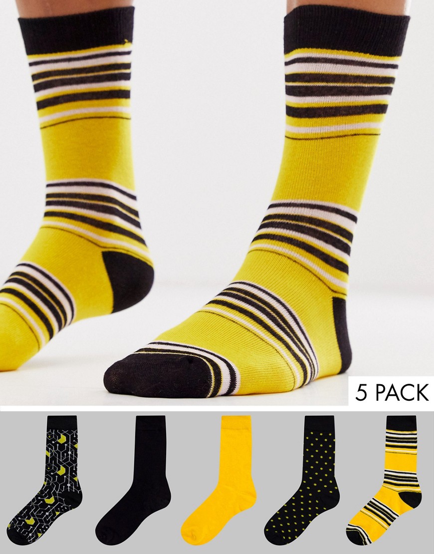 Brave Soul patterned 5 pack socks