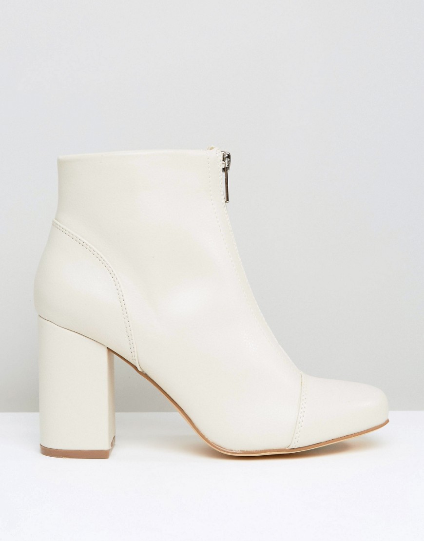 New Look | New Look Zip Front Leather Look Ankle Boot at ASOS