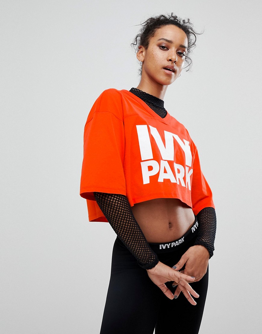 Ivy Park Logo Crop Top In Tomato Red - Red