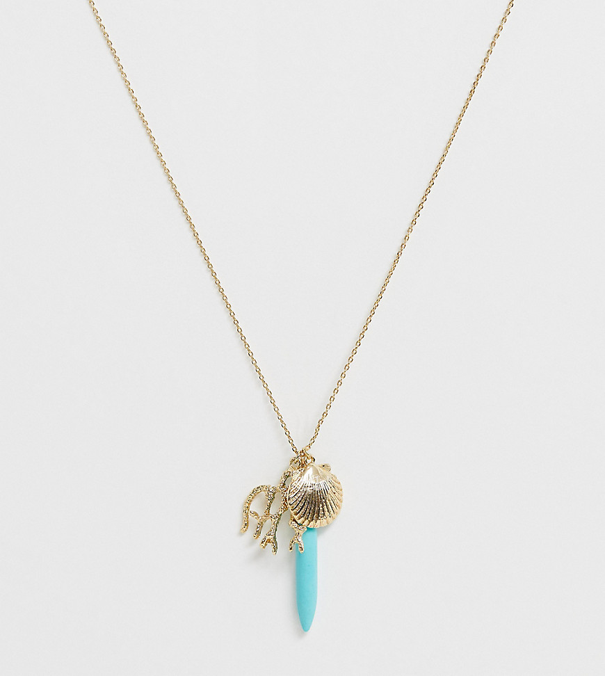 Orelia gold plated seafoam cluster necklace