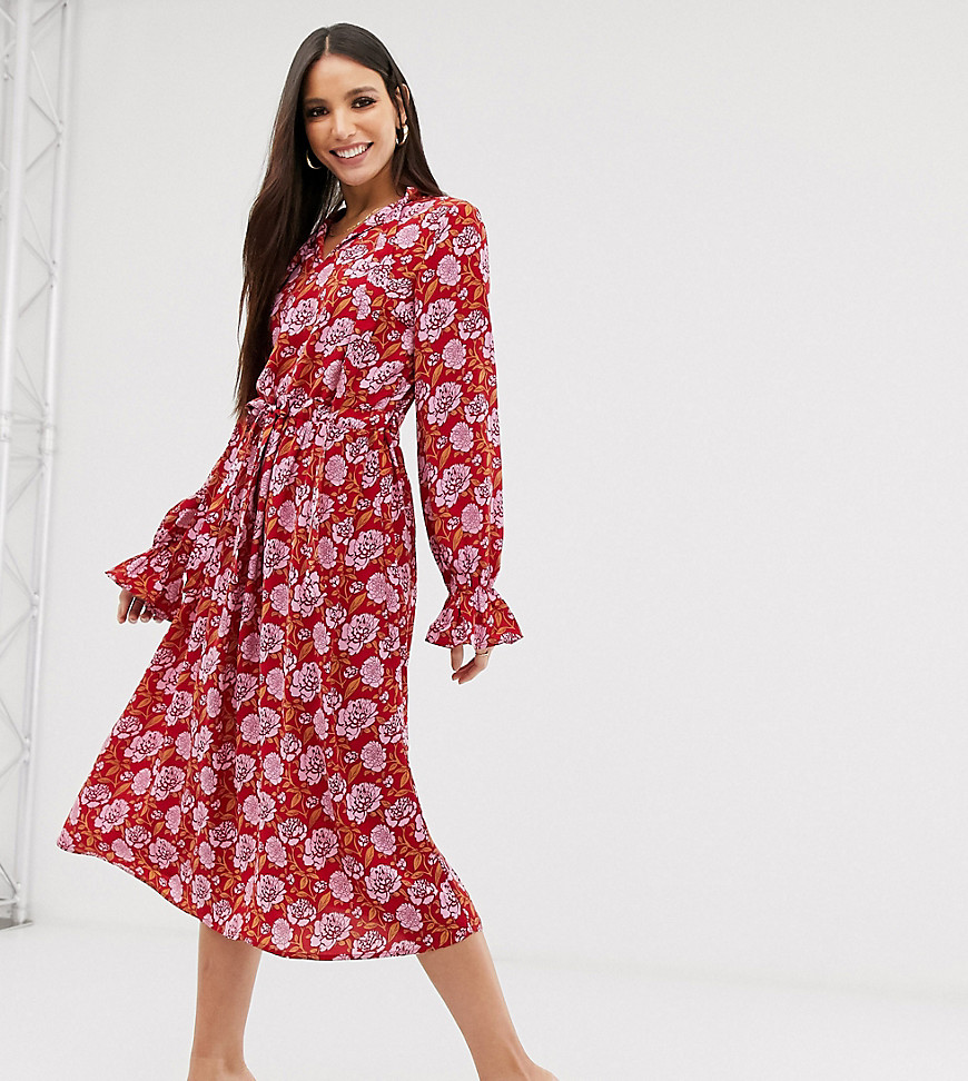 Y.A.S Tall floral print long sleeve smock dress