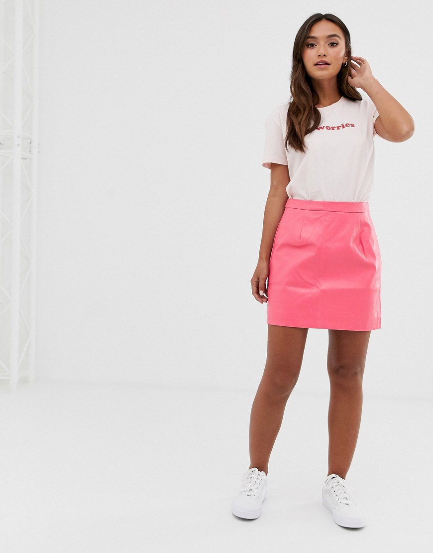 Glamorous faux leather a line skirt in pink