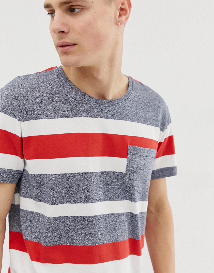 Esprit t-shirt with bold red stripe in grey