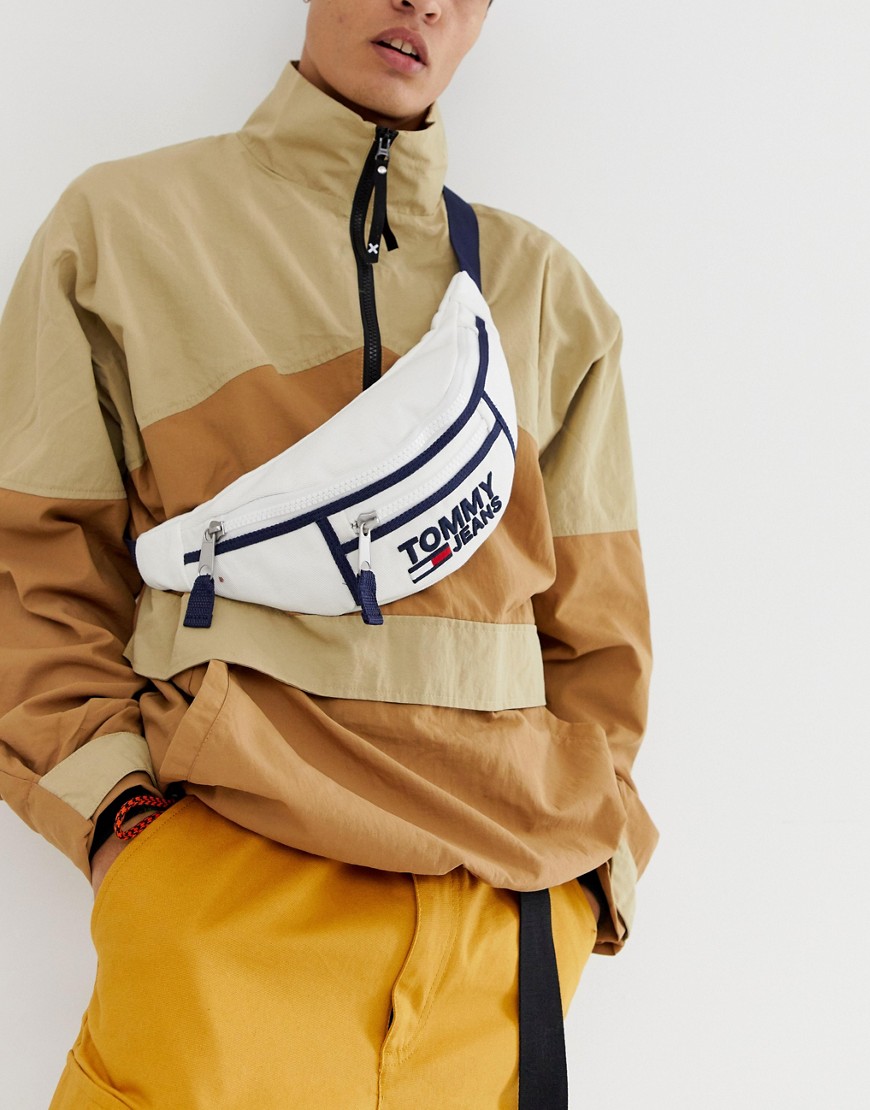 Tommy Jeans heritage logo bum bag in white