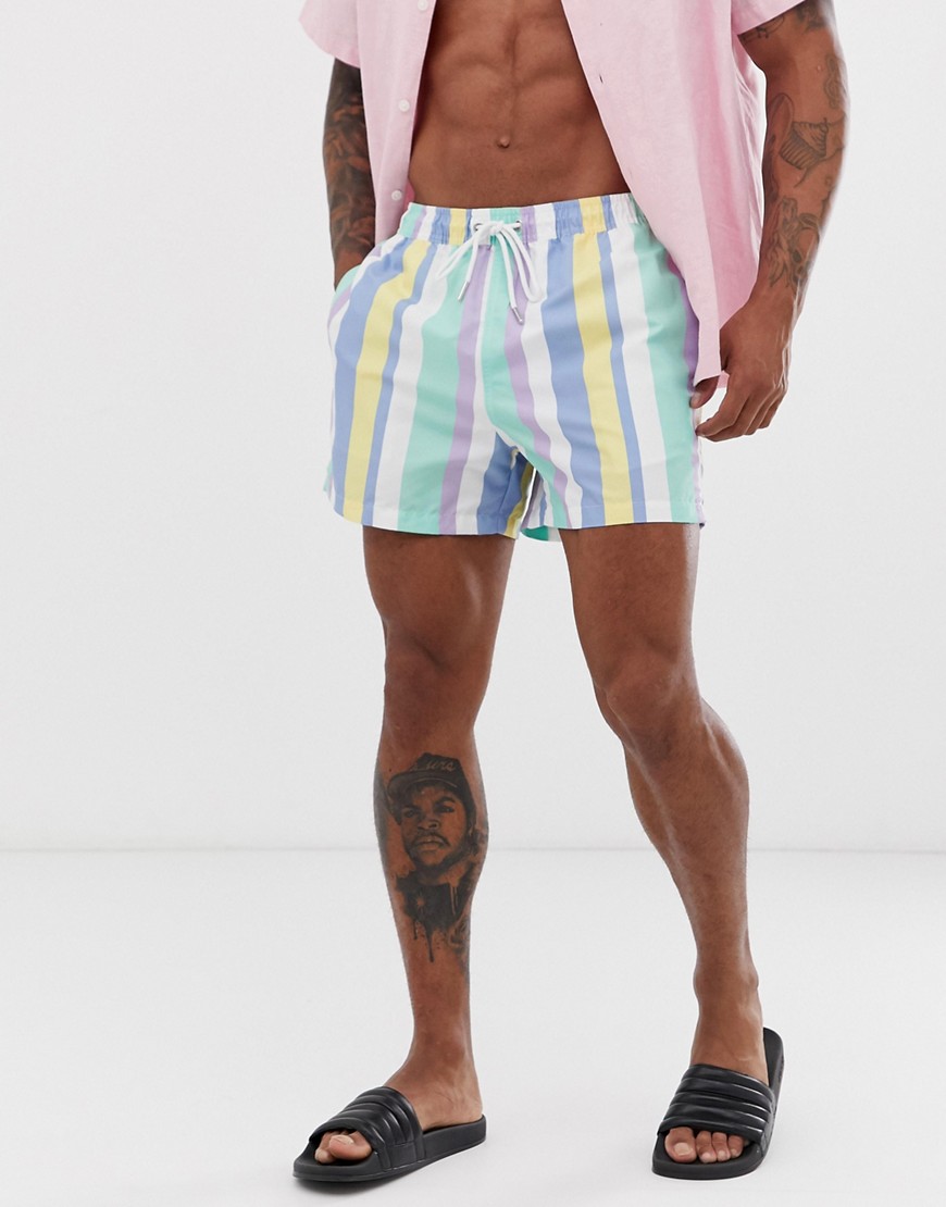 New Look swim shorts in pastel stripe