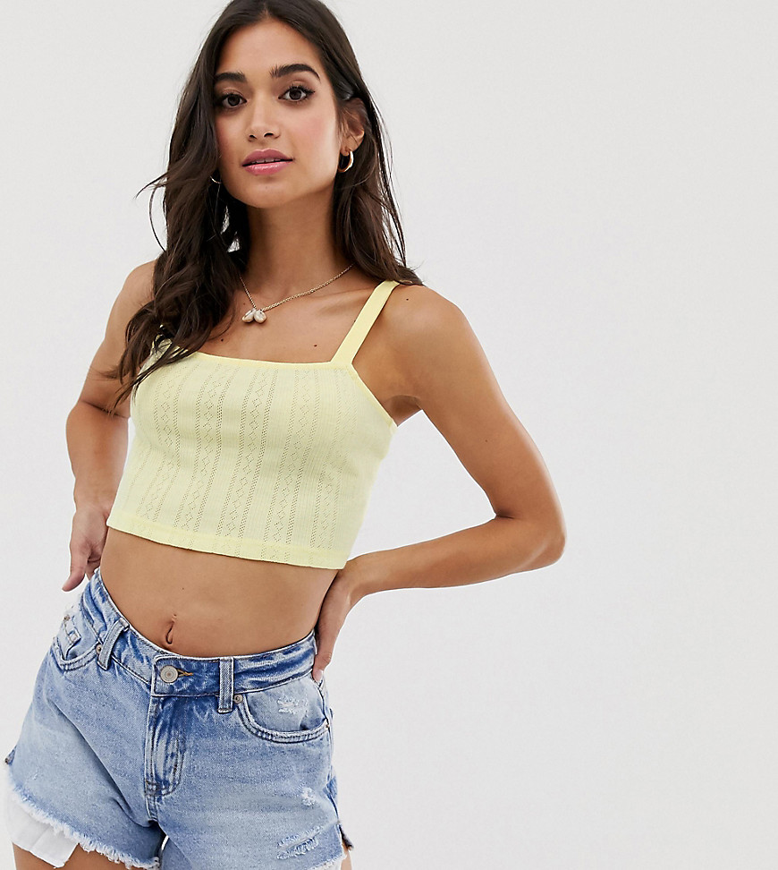 Glamorous Petite cami crop top in pointelle knit