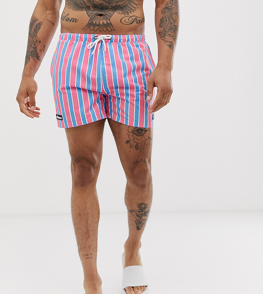 Ellesse Cozza stripe swim short in pink exclusive at ASOS