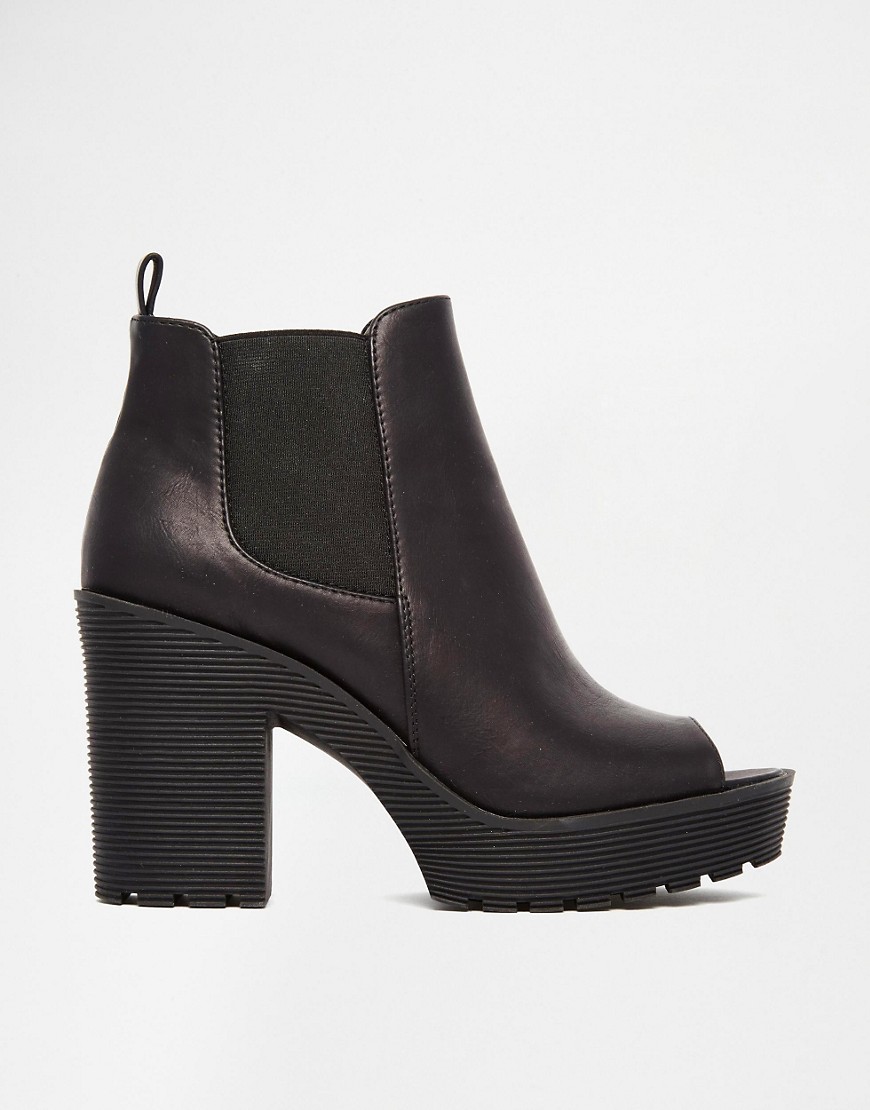 River Island | River Island Peep Toe Cleated Sole Ankle Boots at ASOS