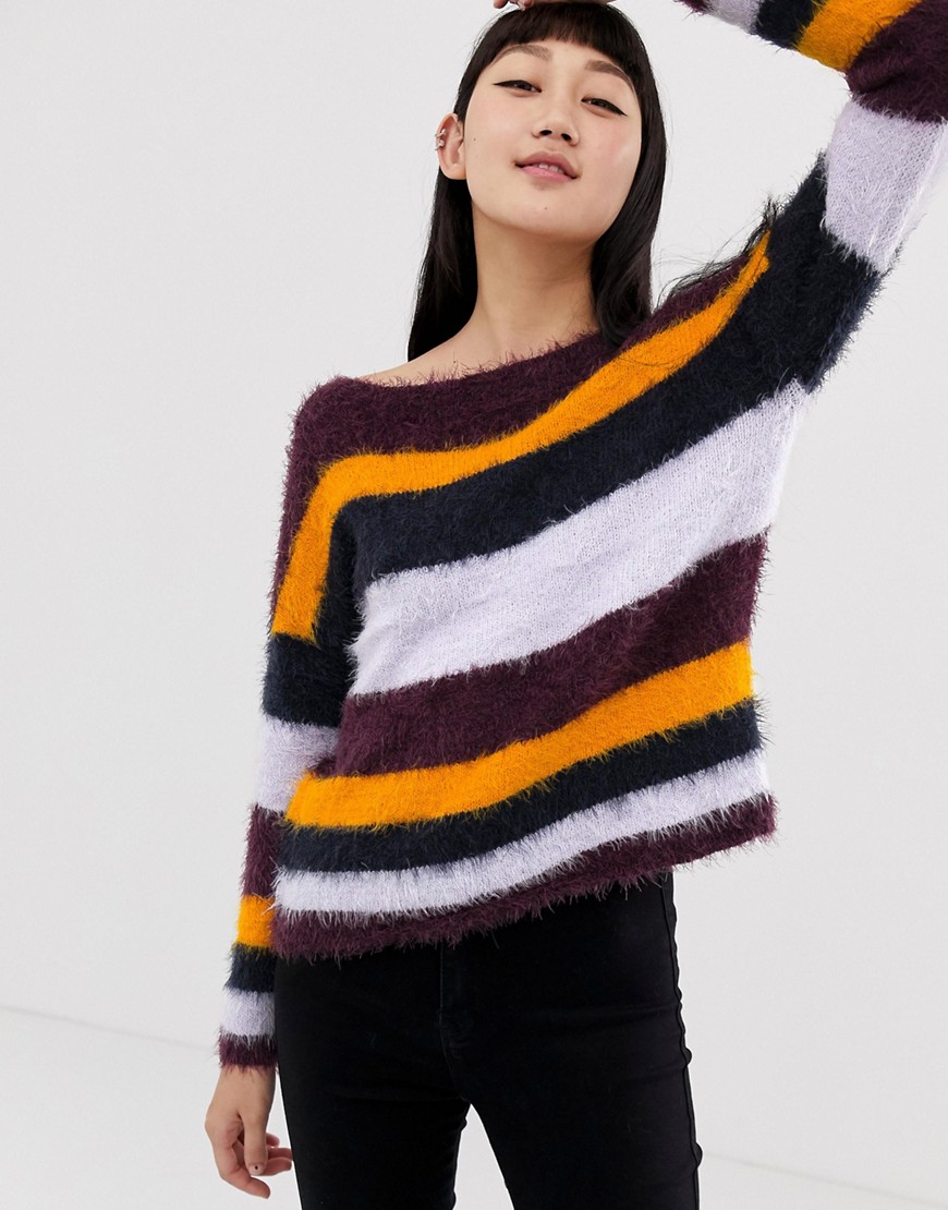 Only fluffy multicoloured stripe jumper