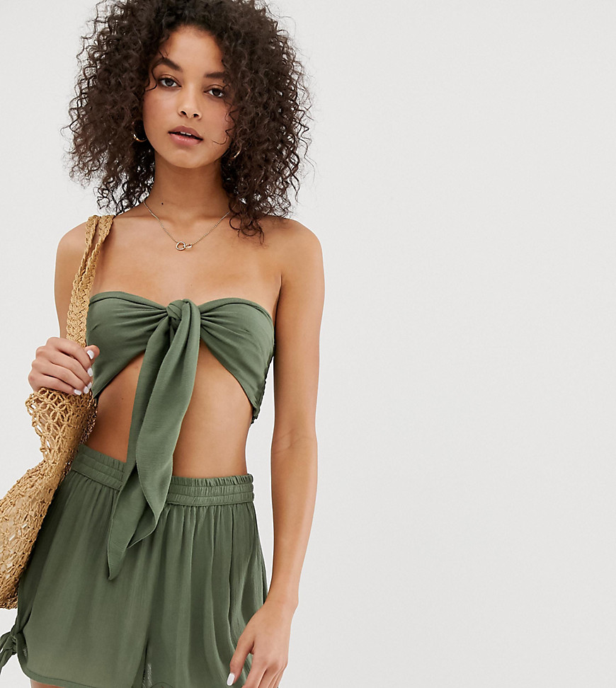 South Beach tie front beach co-ord in green