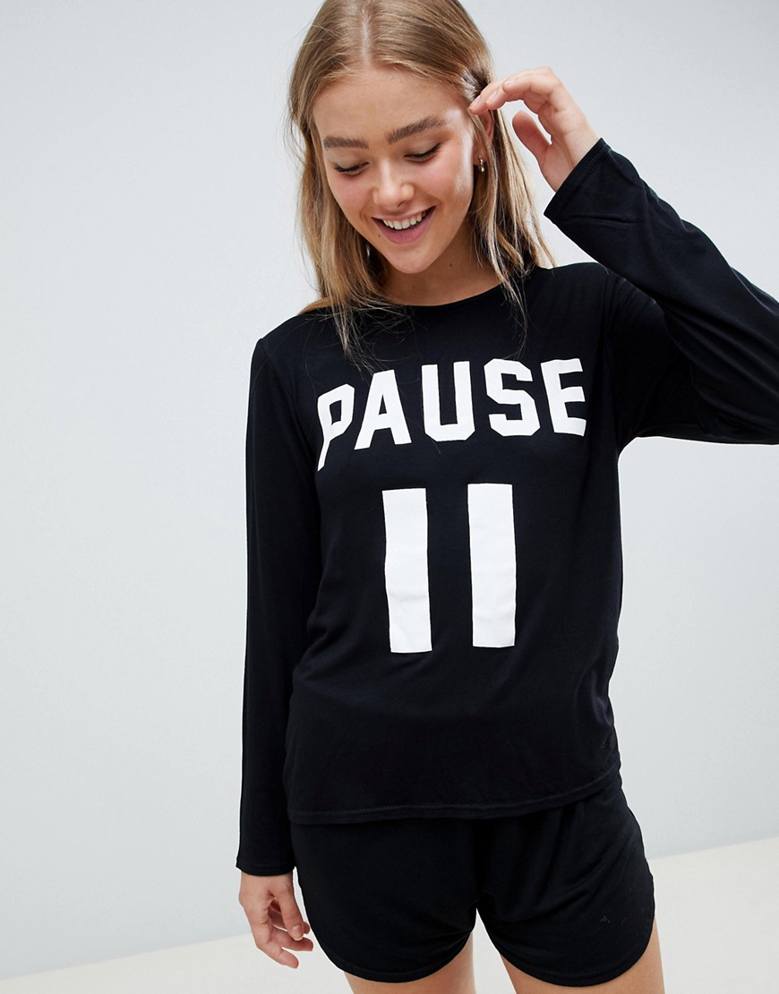 Adolescent Clothing pause t-shirt and shorts pyjama set - Black/black