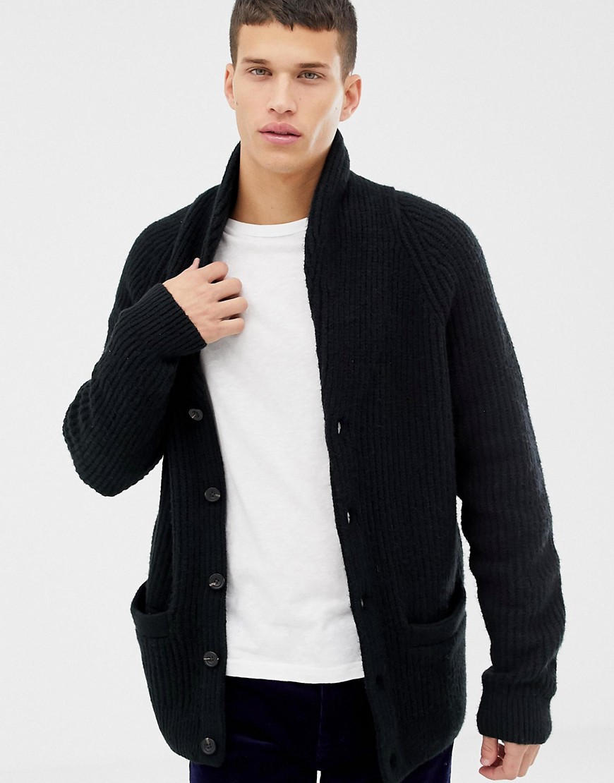 Abercrombie & Fitch shawl collar knit cardigan in black