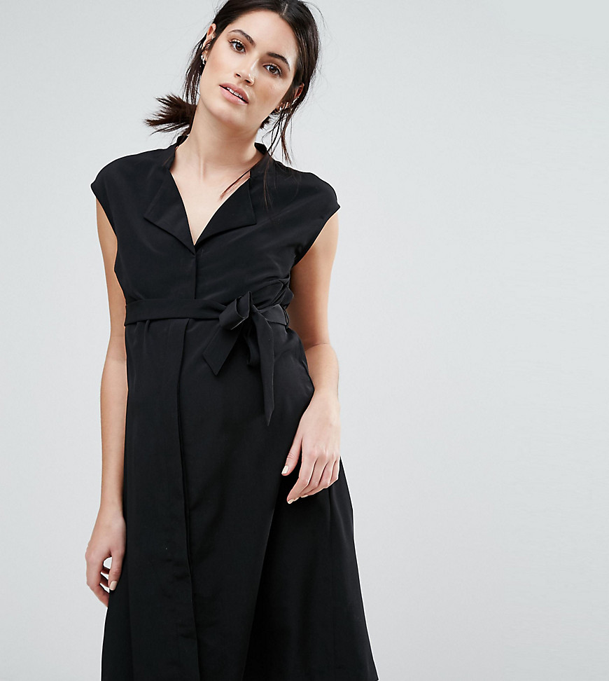 Mamalicious Sleeveless Belted Dress - Black