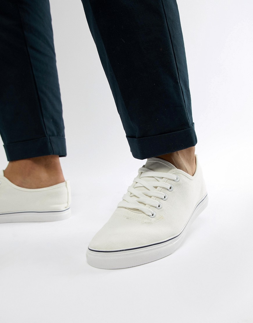 Brave Soul Lace Up Plimsolls In White