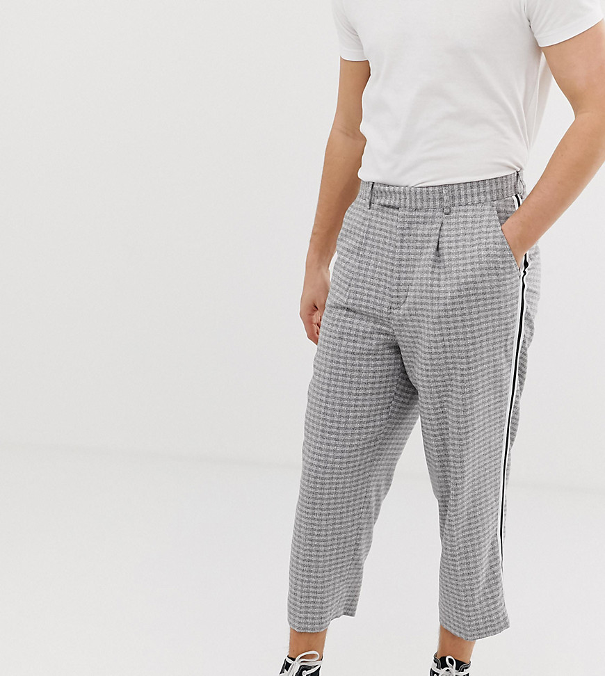 Noak wide fit tapered trousers with pleats and side tape detail