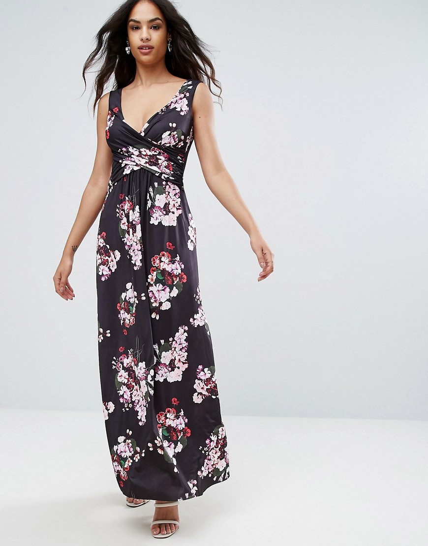 City Goddess Floral Maxi Dress - Navy print