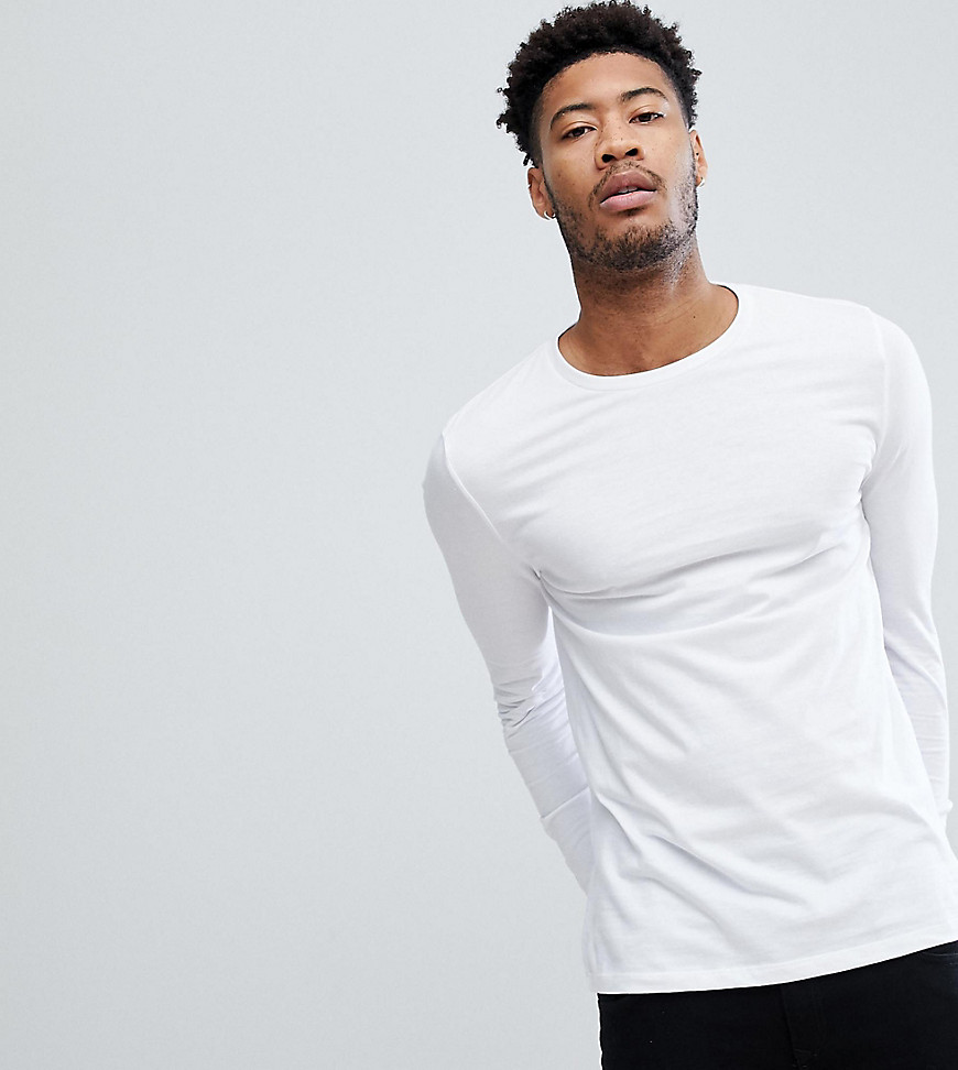 ASOS DESIGN ASOS DESIGN TALL LONG SLEEVE T-SHIRT WITH CREW NECK IN WHITE,LS CREW WHITE TALL