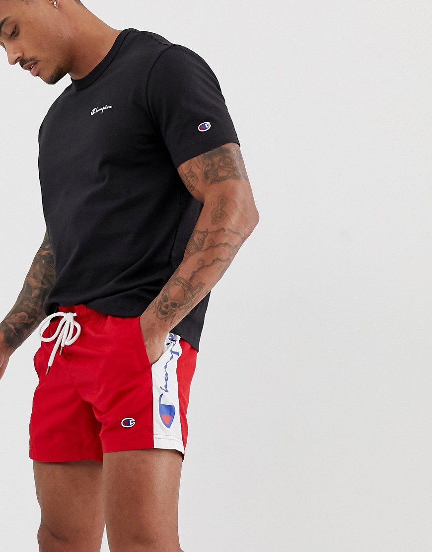 Champion swim shorts with taping in red