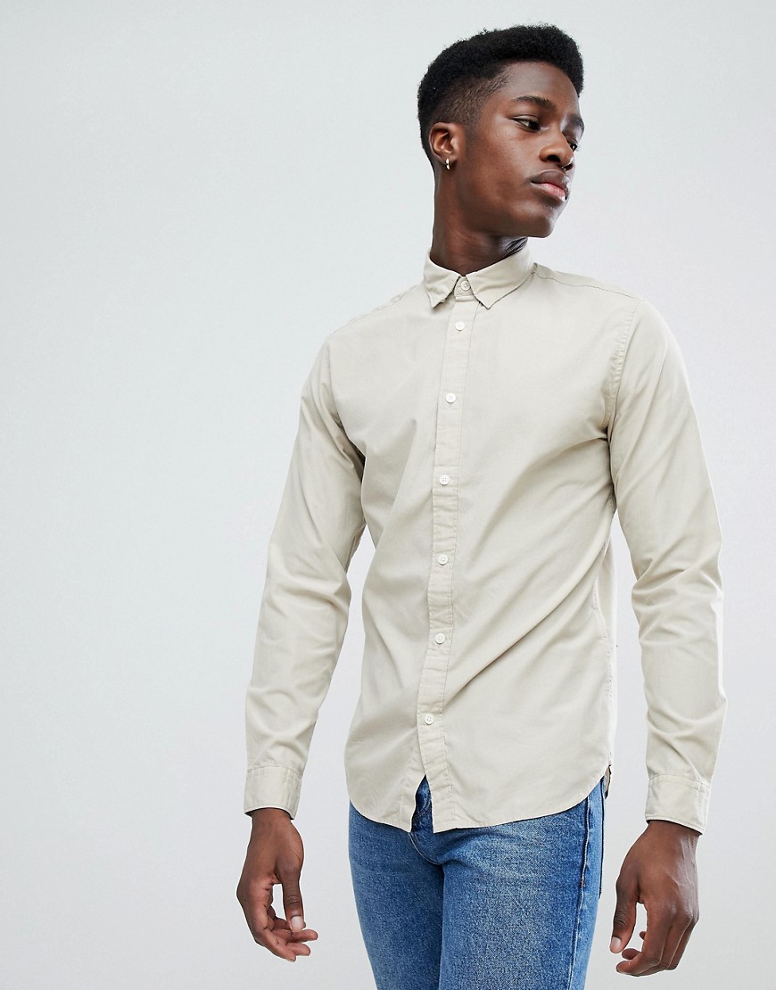 Selected Homme Slim Oxford Shirt - Plaza taupe