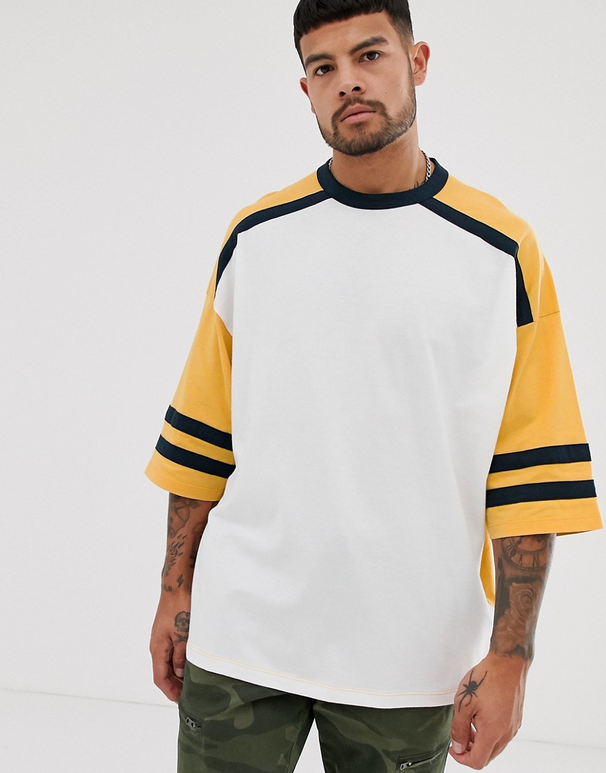 ASOS DESIGN organic oversized t-shirt with half sleeve and contrast sleeves