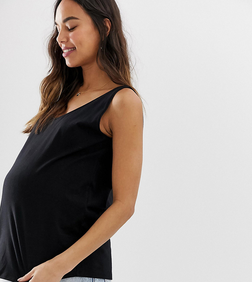 ASOS DESIGN Maternity organic cotton super oversized vest in washed black