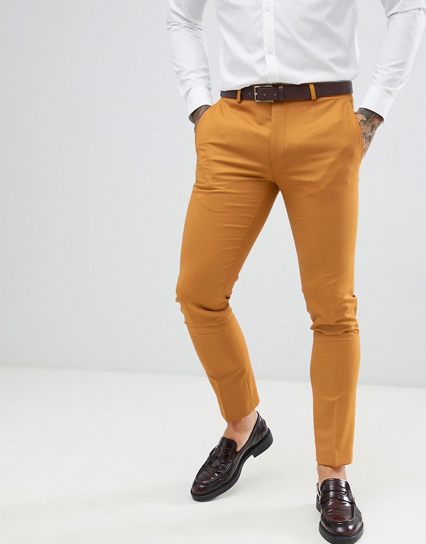 Twisted Tailor Ellroy super skinny suit trouser in mustard
