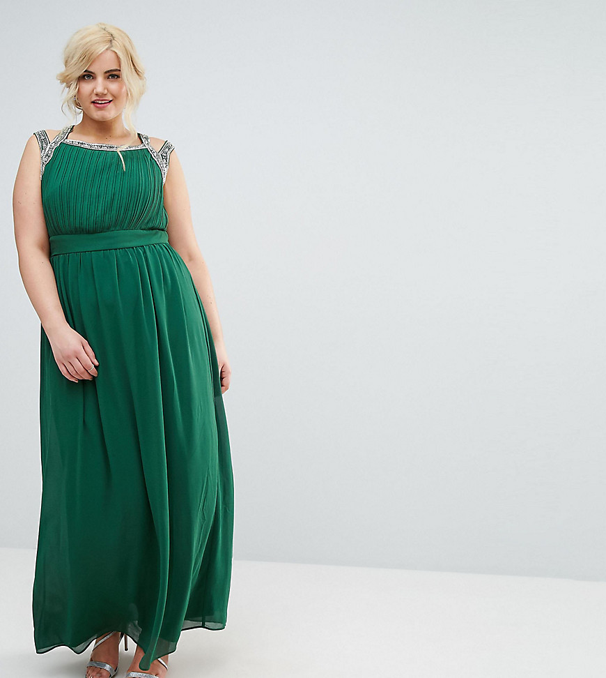 Платье макси с отделкой на спине TFNC Plus WEDDING - Зеленый 