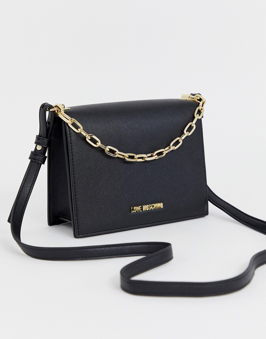 Love Moschino structured cross body bag in black