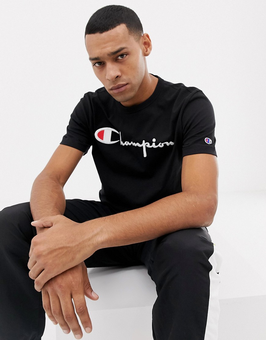 Champion reverse weave t-shirt with large logo in black