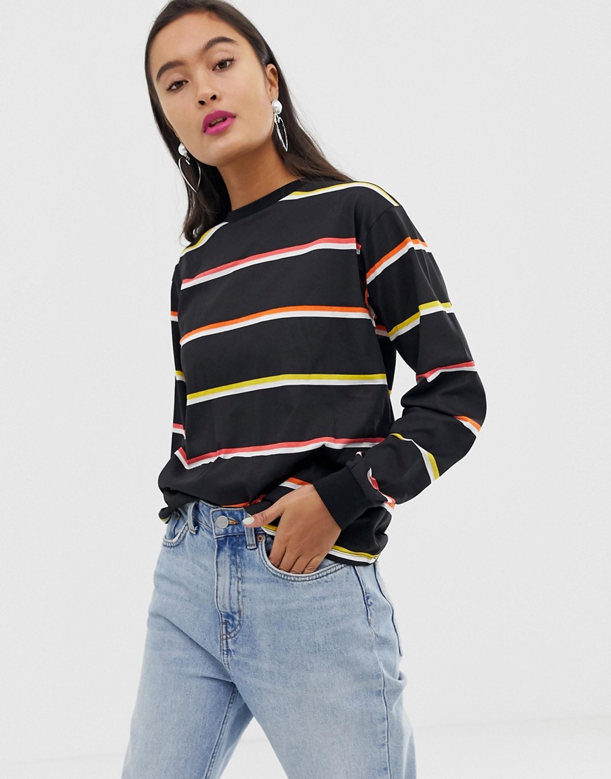 ASOS DESIGN neon stripe t-shirt with long sleeves.