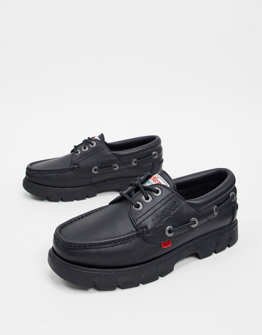 Kickers lennon boat shoes in black leather