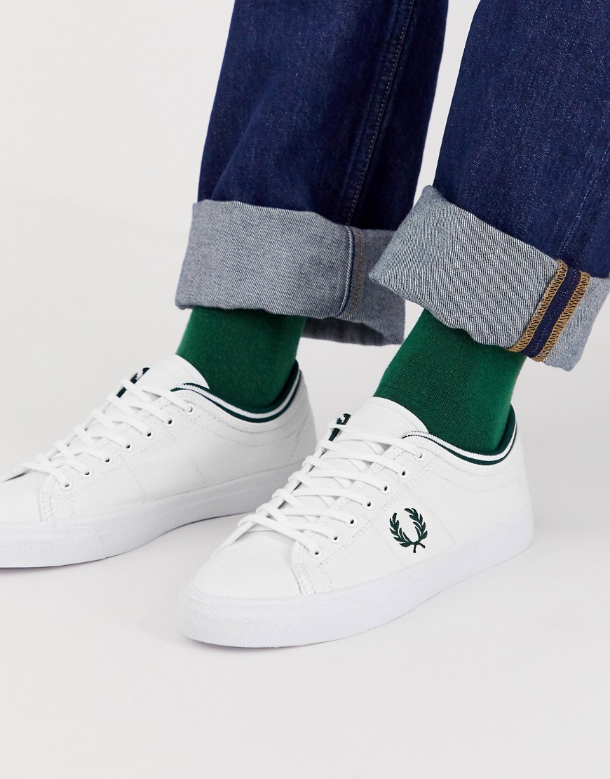 Fred Perry Kendrick tipped cuff canvas trainers in white
