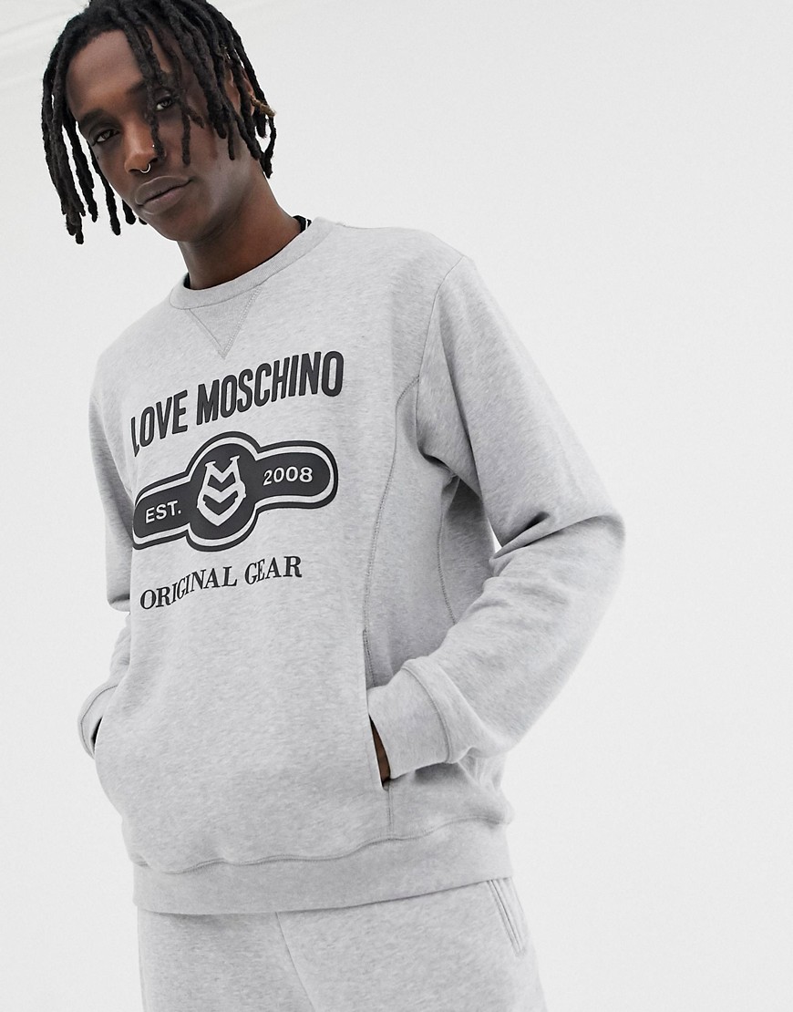 Love Moschino stamp logo sweatshirt in grey