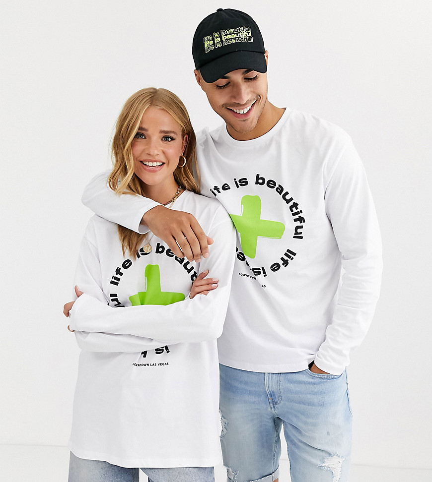 LIFE IS BEAUTIFUL unisex relaxed long sleeve t-shirt with logo