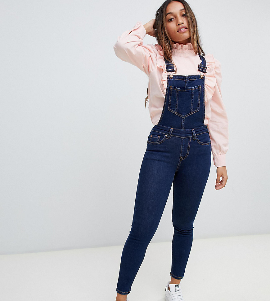 New Look Petite skinny fit dungarees in blue