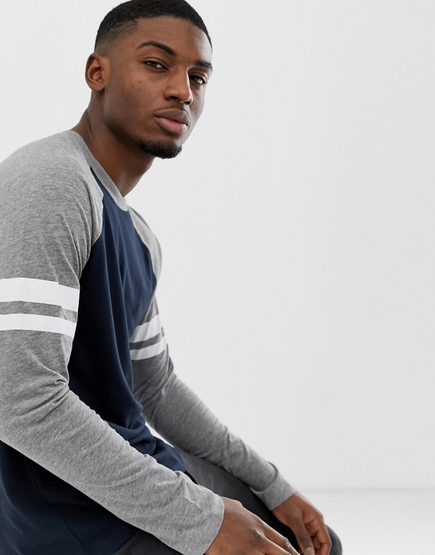 Esprit long sleeve raglan with contrast stripe in grey