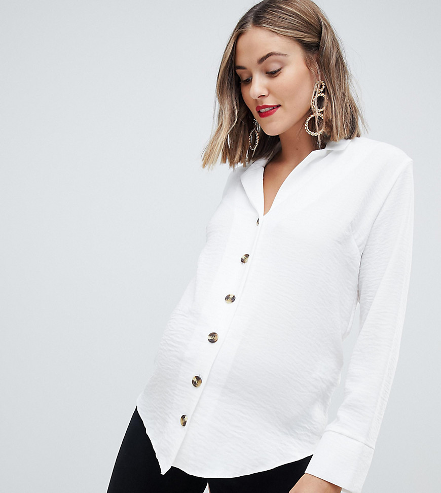 New Look Maternity button through shirt in white